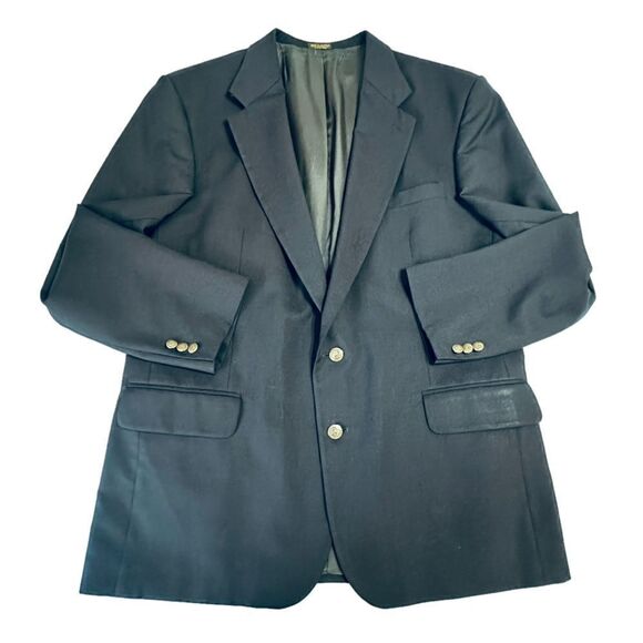 Oscar de la Renta Black Single Breasted Wool Blazer Suit Jacket Size 46L - Picture 1 of 11